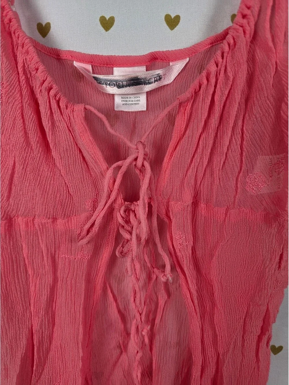 Victorias Secret Vintage SILK BABYDOLL Nightie Tie Front Embroidered Nightie SM